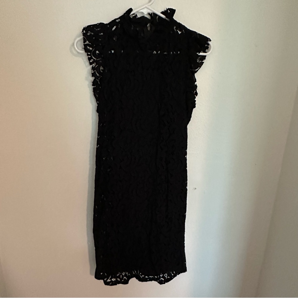 Alexia Admor Black Sheath Midi Dress Mock Neck Sleeveless